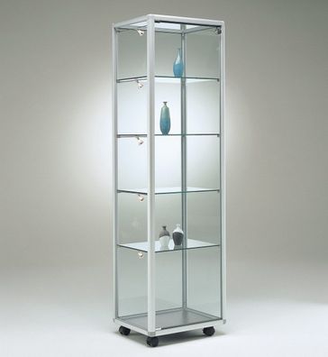 Juwelier Vitrine beleuchtet Alu Glasvitrine BV Messe abschließbar 50 cm Spiegel