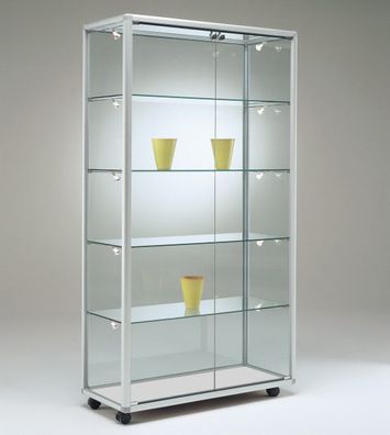 Juwelier Vitrine Glasvitrine BV Ausstellung Messe BV abschließbar & Rollen 80 cm