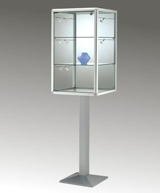 große Schmuck Vitrine Juwelier & Standfuß Alu abschließbar 200 cm hoch