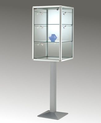 große Schmuck Vitrine Juwelier & beleuchtet & Standfuß Alu abschließbar 200 cm