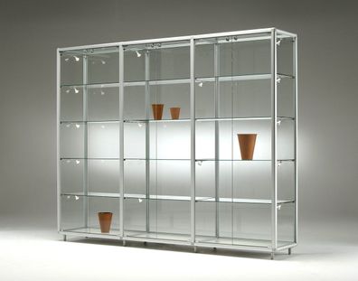 große breite Glas-Ausstellungsvitrine mit Beleuchtung abschließbar 230 cm