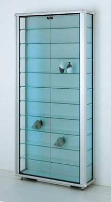 breite Wandvitrine Glas beleuchtet Vitrine Wand stehend & Schloss 20 cm tief