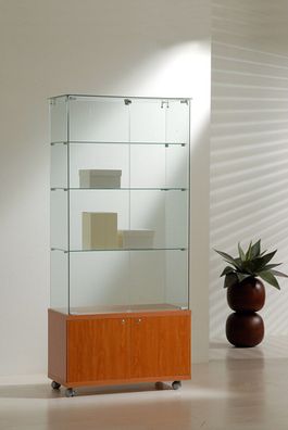 schmale Messevitrine SV mit Unterschrank abschließbar Messebau rollbar 80x40 cm