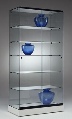 breite Messe Vitrine Glas abschließbar Messebau Ladenvitrine rollbar 90 cm weiß