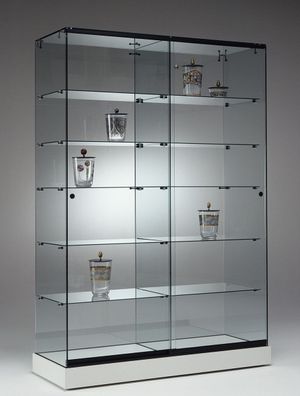 große breite Messe Vitrine Glas abschließbar Messebau rollbar 125 cm weiß