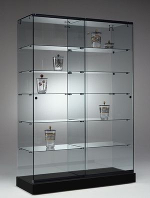 große breite Messe Vitrine Glas abschließbar Messebau rollbar 125 cm schwarz