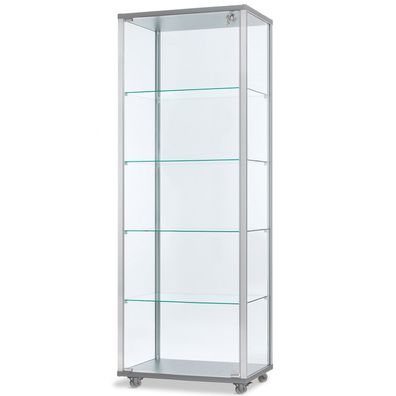 schmale verschließbare beleuchtete Glasvitrine 60 x 40 cm mit LED & Spiegel