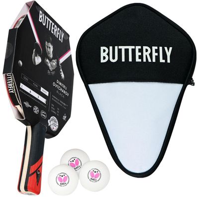 Butterfly 1x Dimitrij Ovtcharov Black Tischtennisschläger + Tischtennishülle + 3x