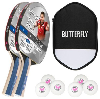 Butterfly 2x Timo Boll Silber 85016 Tischtennisschläger + Tischtennishülle + 6x