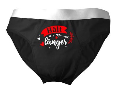 Herren Slip bedruckt mit "Hält länger"