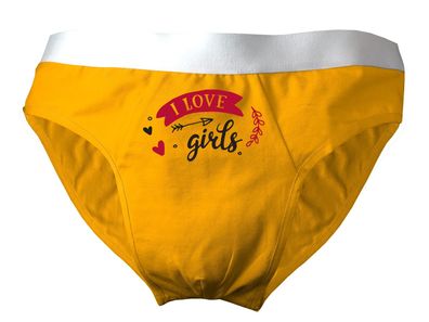 Herren Slip bedruckt mit "I love girls"