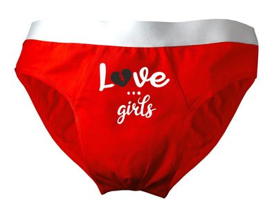 Herren Slip bedruckt mit "Love... girls"