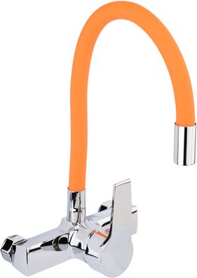 Küchenarmatur, Wandarmatur flexible, orange