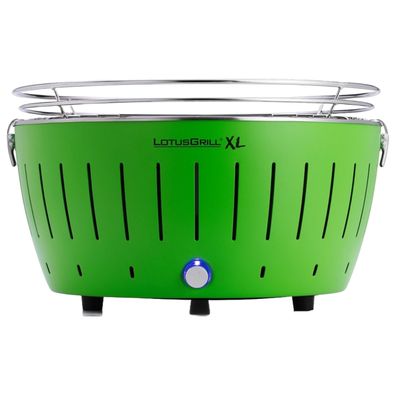 LotusGrill XL Limettengrün G435 der raucharme Holzkohlegrill/Tischgrill mit USB-An