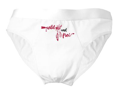 Herren Slip bedruckt mit "Wild und frei"