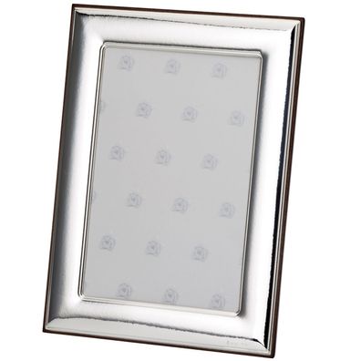 großer eckiger 925 Silber Fotorahmen 18x24 cm poliert mit Holzrücken & Glas