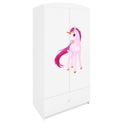 Kinderkleiderschrank Babydreams Drehtürenschrank Kleiderschrank Einhorn Weiß