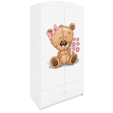 Kinderkleiderschrank Babydreams Drehtürenschrank Kleiderschrank Teddybär II Weiß