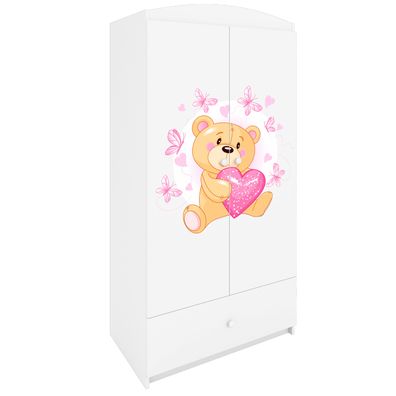 Kinderkleiderschrank Babydreams Drehtürenschrank Kleiderschrank Teddybär I Weiß