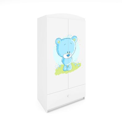 Kinderkleiderschrank Babydreams Drehtürenschrank Kleiderschrank Blaubär Weiß