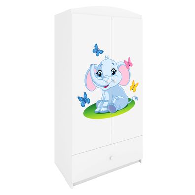 Kinderkleiderschrank Babydreams Drehtürenschrank Kleiderschrank Elefant Weiß