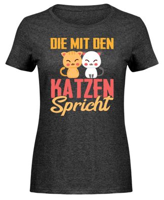DIE MIT DEN KATZEN Spricht - Damen Melange Shirt-5AOXGBCI