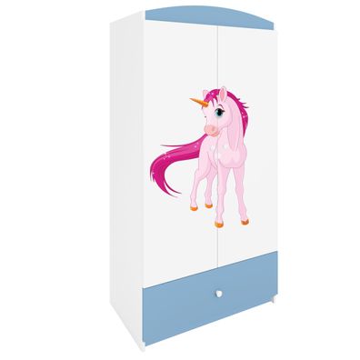 Kinderkleiderschrank Babydreams Drehtürenschrank Kleiderschrank Einhorn Blau