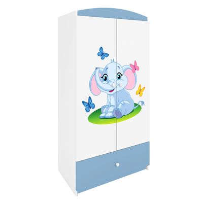 Kinderkleiderschrank Babydreams Drehtürenschrank Kleiderschrank Elefant Blau