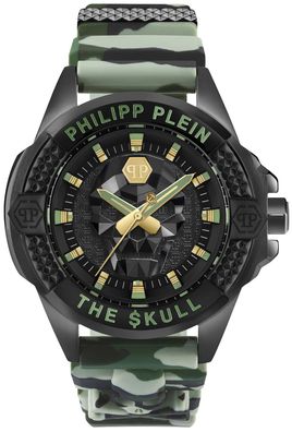 Philipp Plein Unisex-Uhr The Skull Schwarz/Camouflage Grün PWAAA0821