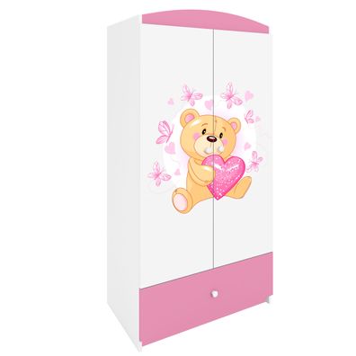 Kinderkleiderschrank Babydreams Drehtürenschrank Kleiderschrank Teddybär I Hellrosa