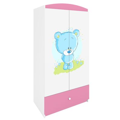 Kinderkleiderschrank Babydreams Drehtürenschrank Kleiderschrank Blaubär Hellrosa