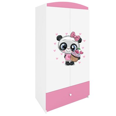 Kinderkleiderschrank Babydreams Drehtürenschrank Kleiderschrank Panda Hellrosa