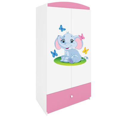 Kinderkleiderschrank Babydreams Drehtürenschrank Kleiderschrank Elefant Hellrosa