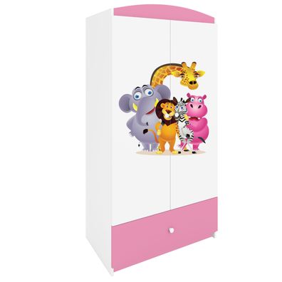 Kinderkleiderschrank Babydreams Drehtürenschrank Kleiderschrank ZOO Hellrosa