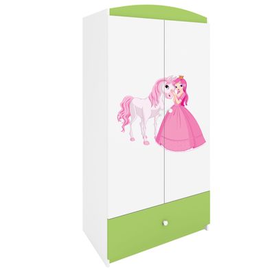 Kinderkleiderschrank Babydreams Drehtürenschrank Kleiderschrank Prinzessin I Grün