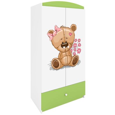 Kinderkleiderschrank Babydreams Drehtürenschrank Kleiderschrank Teddybär II Grün