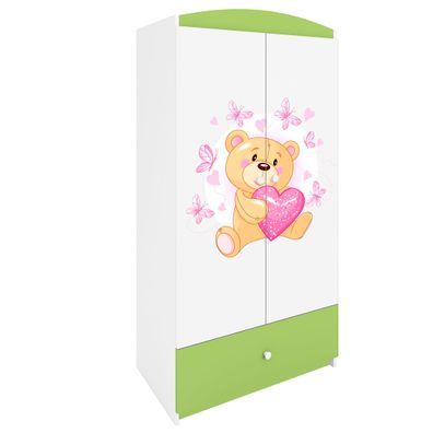 Kinderkleiderschrank Babydreams Drehtürenschrank Kleiderschrank Teddybär I Grün