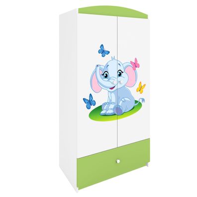 Kinderkleiderschrank Babydreams Drehtürenschrank Kleiderschrank Elefant Grün