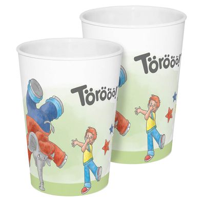 Benjamin Blümchen Kinder Trinkbecher 2er Set 330ml Plastikbecher Cups Elefant