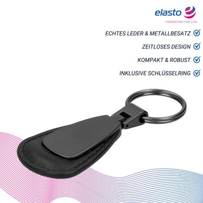 Ovaler Schlüsselanhänger "Cardiff" Echt Leder Metallbesatz Inkl. Schlüsselring