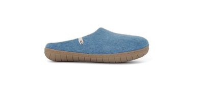 egos Filz Pantoffel slip on simple rubber sole aus Schafwolle Sea Blue