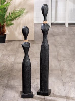 Gilde Skulptur, "Tall Lady", Fraumotiv, Mangoholz, schwarz, VE 1, L. 11,5 cm, B