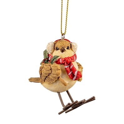 Clayre & Eef Deko-Anhänger Vogel 5x3x7 cm Braun Kunststoff (Gr. 5x3x7 cm)