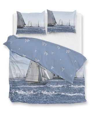 Zo! Home Cotton Bettwäsche 135x200 Regatta blue Segelboot Meer Maritim