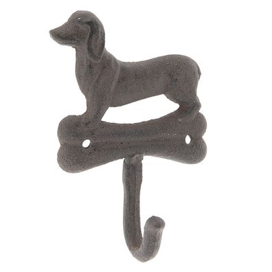 Clayre & Eef Wandhaken 10x4x15 cm Braun Metall Hund (Gr. 10x4x15 cm)