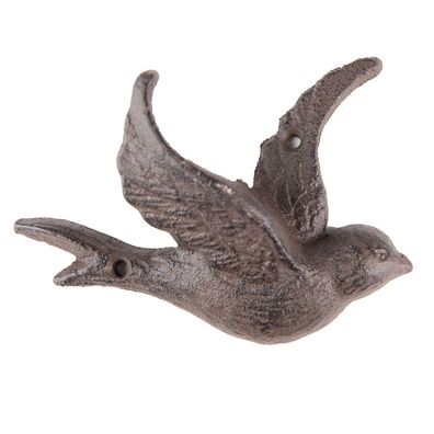 Clayre & Eef Wandhaken Vogel 14x4x10 cm Braun Eisen (Gr. 14x4x10 cm)