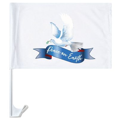 Autofahne für Autoscheibe mit Slogan - Peace on Earth - Friedenstaube - Gr. 38x28cm