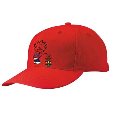 Baseballcap mit Textildruck - Pinkelmännchen gegen Ampel - 52050 rot