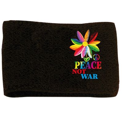 Pulswärmer Schweißband mit Slogan - Peace on Earth - Friedenstaube - 85002 Schwarz