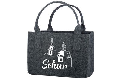 Gilde Tasche, "Schur", Schriftzug, Filz, grau, VE 4, L. 25 cm, B. 40 cm, H. 26 cm